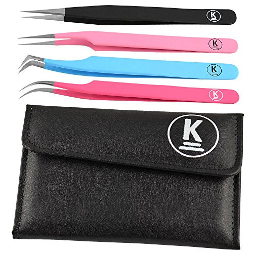 Pincettes K-Pro lot de 4 avec pochette noire