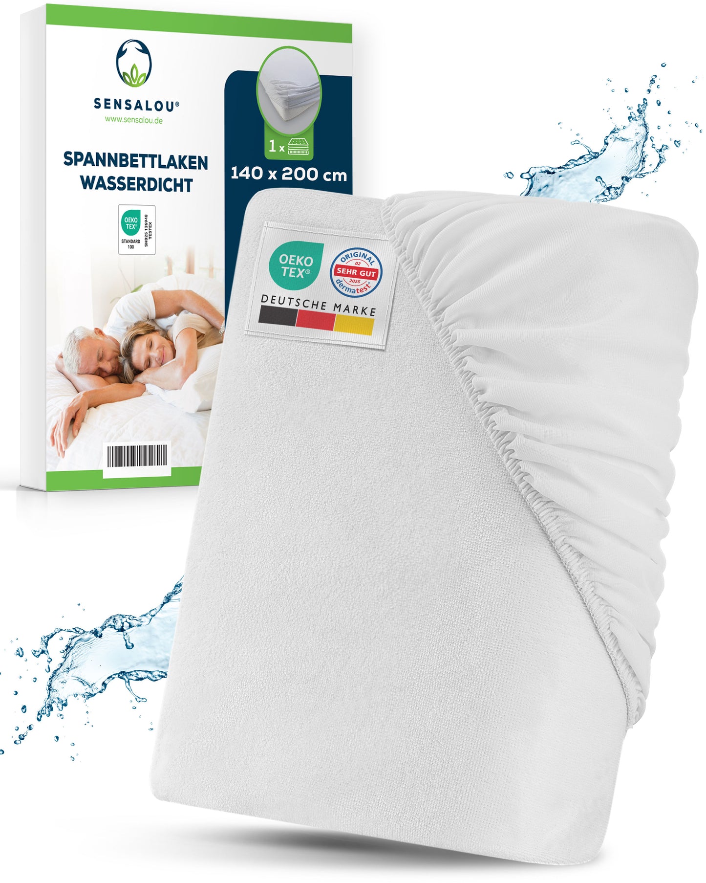 Sensalou Spannbettlaken wasserdicht - weiß