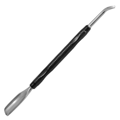 Cuticle pusher with spoon made of stainless steel - black