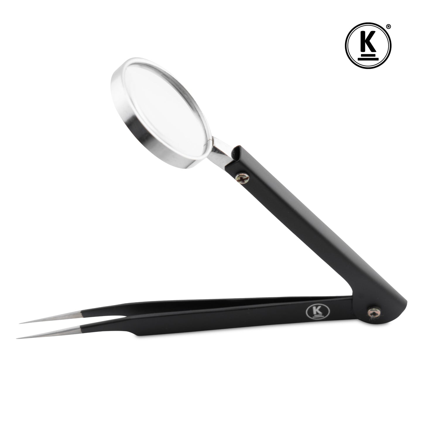 Tweezers with magnifying glass