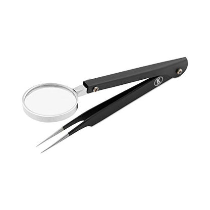 Tweezers with magnifying glass